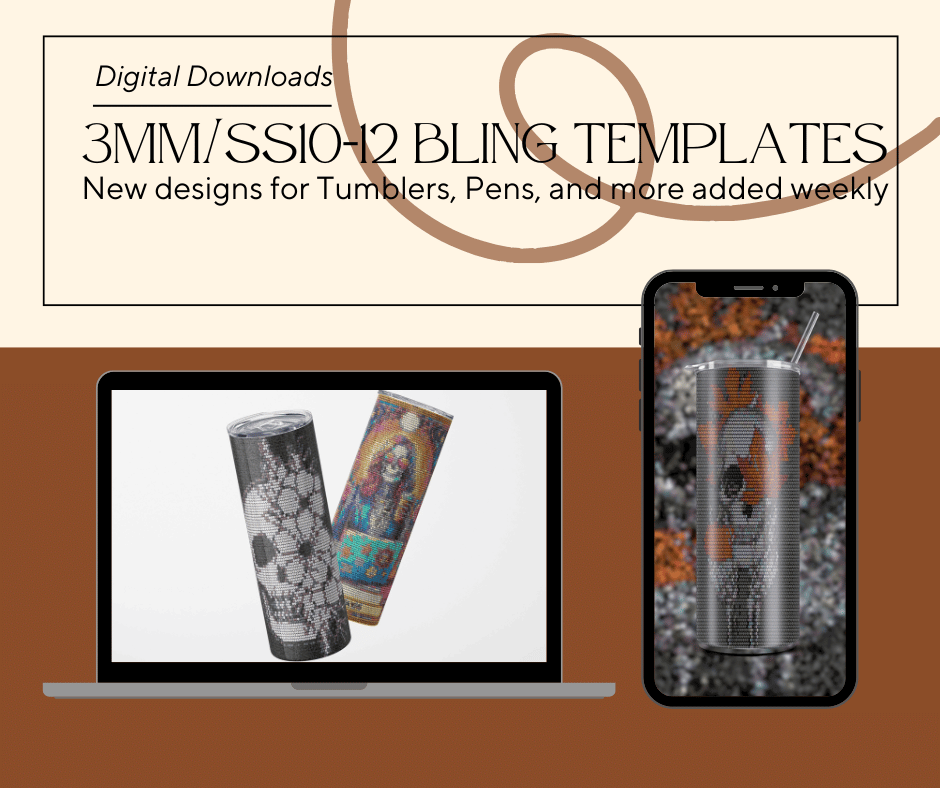 3mm/SS10-12 Rhinestone Tumbler Template Patterns